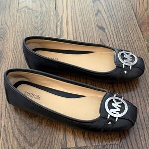 Michael Kors Black Flats with Silver Logo